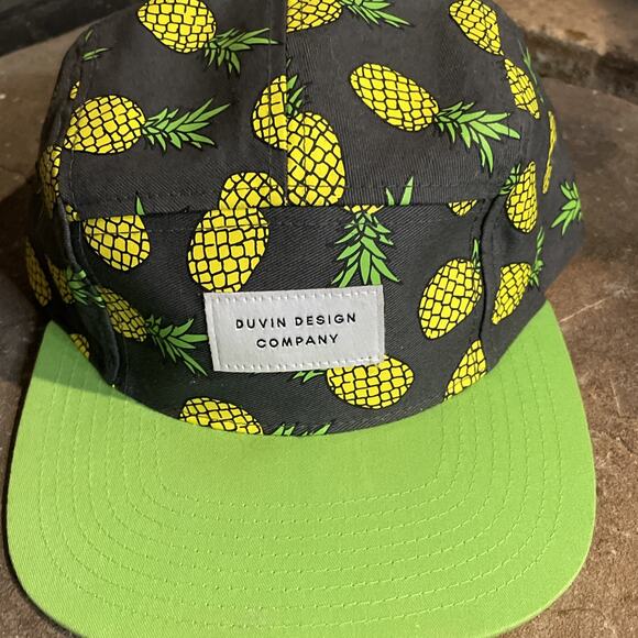 Duvin Design Company Hat Short Billed, Pineapple Designs With Green Bill - Picture 2 of 8